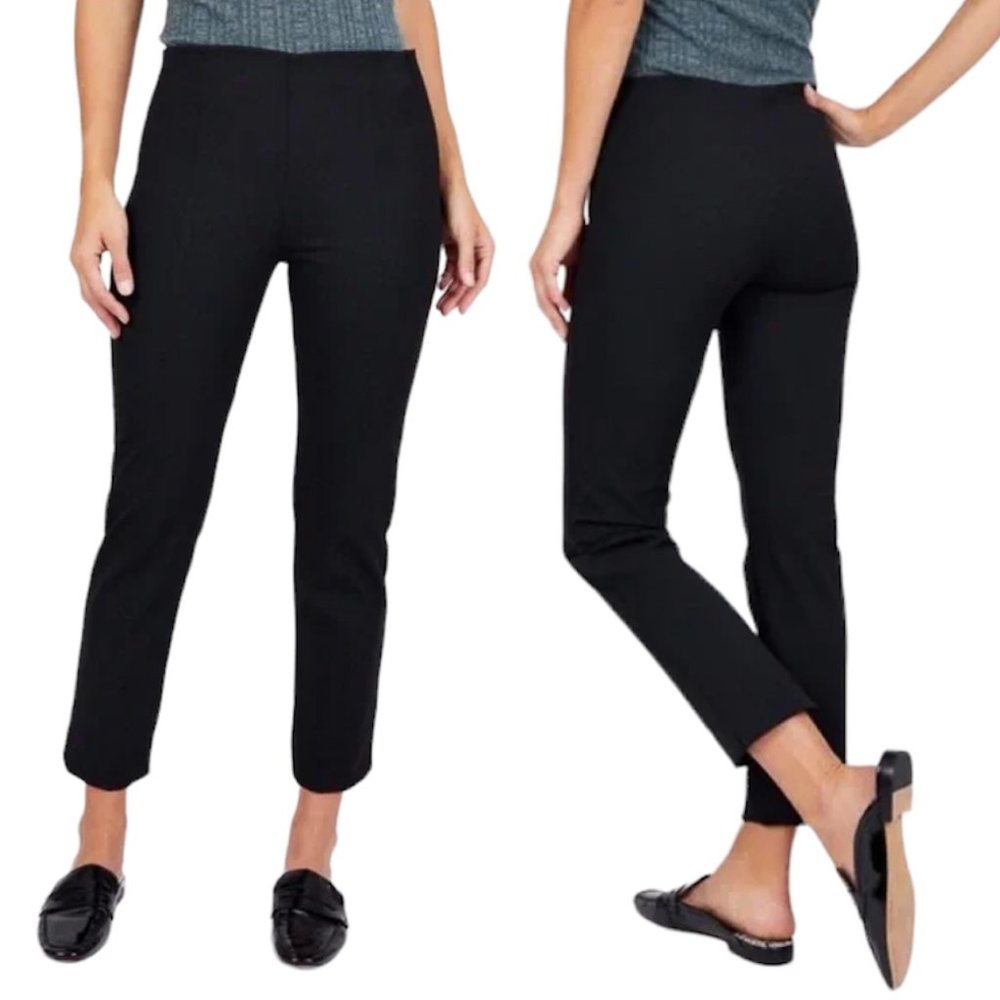 Aella x Le Tote Mid Rise Slim Leg Side Zip Ankle Pant Trouser in Black Size 6